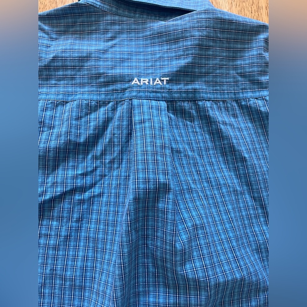Ariat Pro Series Shirt Mens Small Blue Plaid Long Sleeve Button Vented *see Pics - Picture 7 of 11